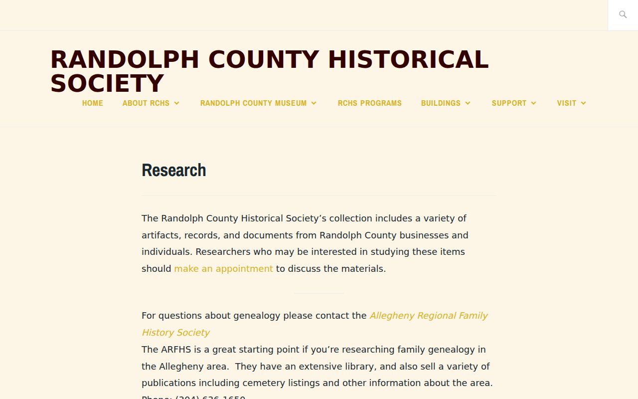 Randolph County Historical Society resources for Elkins house research