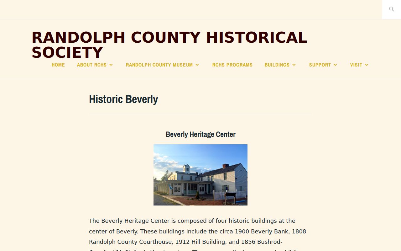 Beverly Heritage Center archive for early Randolph County address research