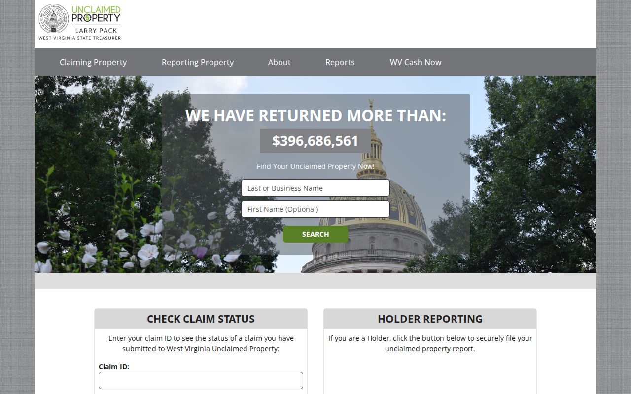 Elkins resident lookup unclaimed property claim portal