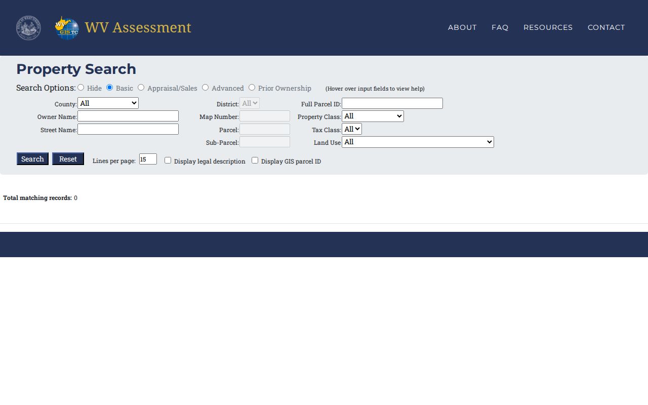 West Virginia assessment search used for Elkins street and parcel records