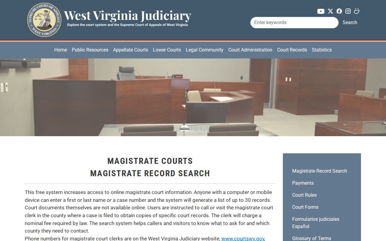 Elkins resident lookup magistrate court search instructions